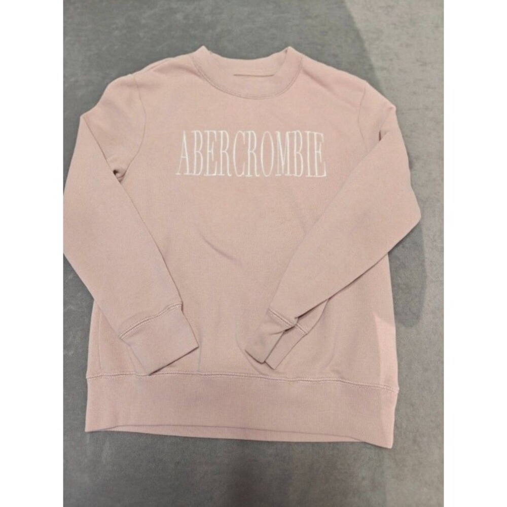 Abercrombie Kids Girls 9/10 Pink Logo Crewneck Sweatshirt Pullover
